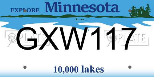 GXW117 Minnesota License Plate