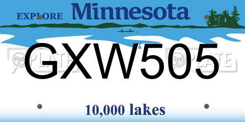 GXW505 Minnesota License Plate