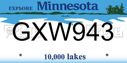 GXW943 Minnesota License Plate