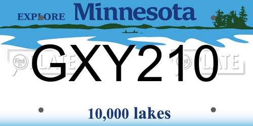 GXY210 Minnesota License Plate
