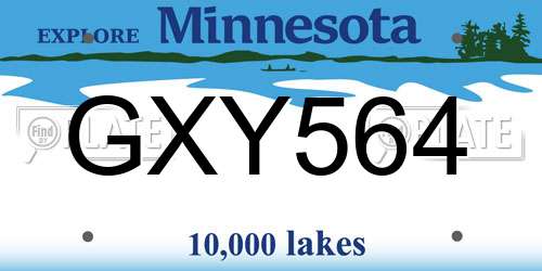 GXY564 Minnesota License Plate