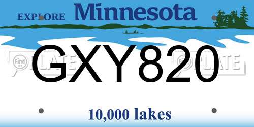 GXY820 Minnesota License Plate