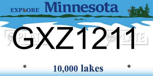 GXZ1211 Minnesota License Plate