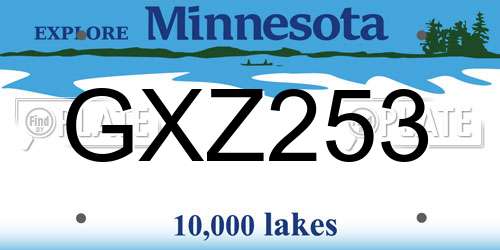 GXZ253 Minnesota License Plate