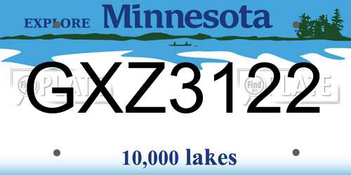 GXZ3122 Minnesota License Plate