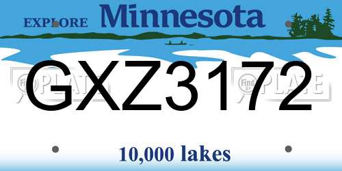 GXZ3172 Minnesota License Plate