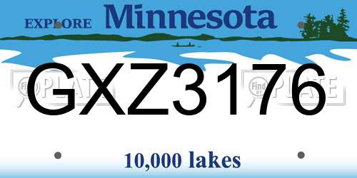 GXZ3176 Minnesota License Plate