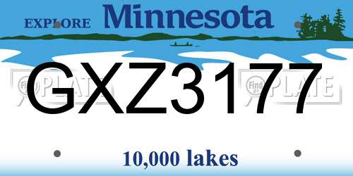 GXZ3177 Minnesota License Plate