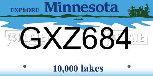 GXZ684 Minnesota License Plate