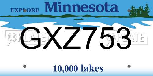 GXZ753 Minnesota License Plate