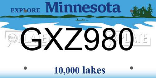 GXZ980 Minnesota License Plate