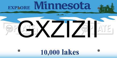 GXZIZII Minnesota License Plate