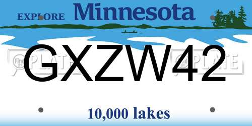 GXZW42 Minnesota License Plate