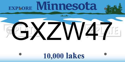 GXZW47 Minnesota License Plate