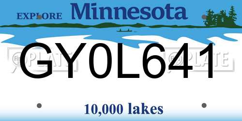 GY0L641 Minnesota License Plate