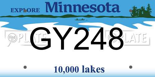 GY248 Minnesota License Plate