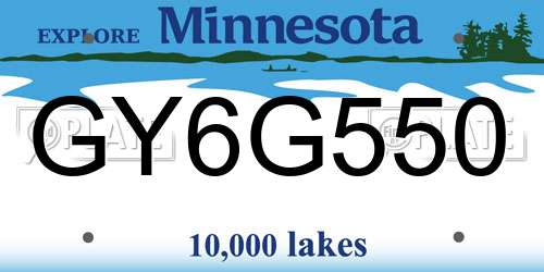 GY6G550 Minnesota License Plate