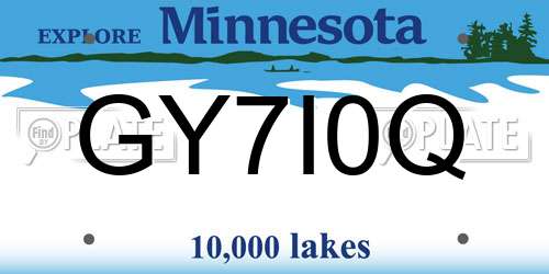 GY7I0Q Minnesota License Plate