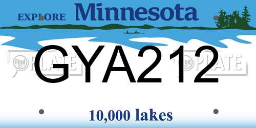 GYA212 Minnesota License Plate