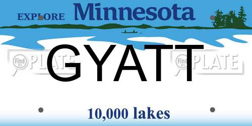 GYATT Minnesota License Plate