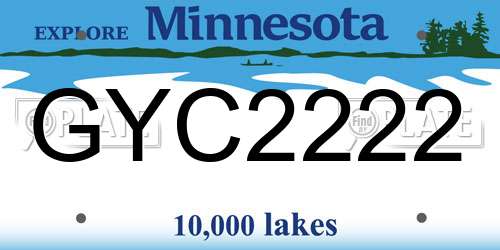 GYC2222 Minnesota License Plate