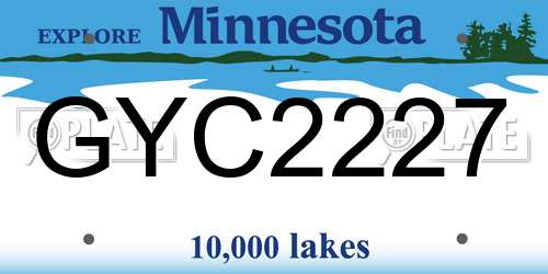 GYC2227 Minnesota License Plate