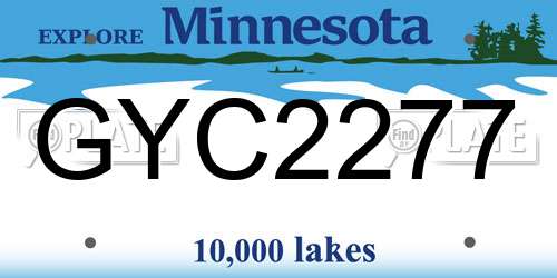 GYC2277 Minnesota License Plate