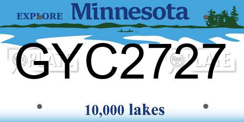 GYC2727 Minnesota License Plate