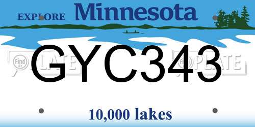 GYC343 Minnesota License Plate