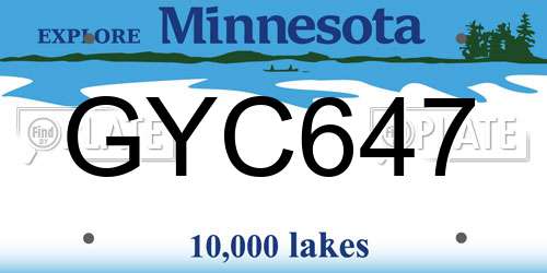 GYC647 Minnesota License Plate