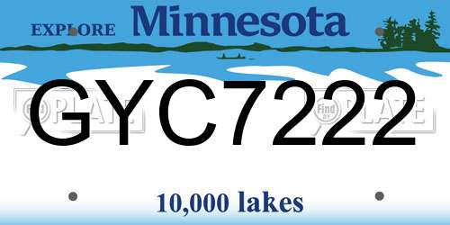 GYC7222 Minnesota License Plate
