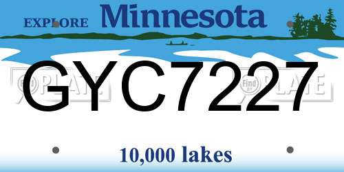 GYC7227 Minnesota License Plate
