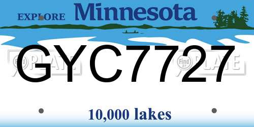 GYC7727 Minnesota License Plate