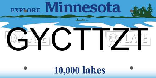 GYCTTZT Minnesota License Plate