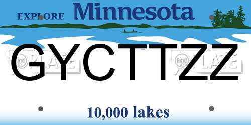 GYCTTZZ Minnesota License Plate