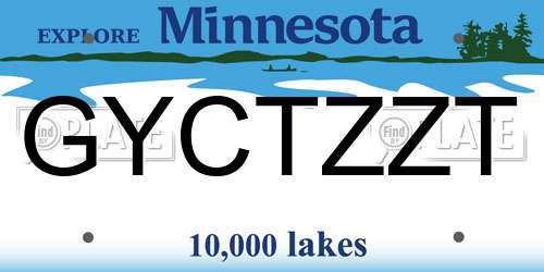 GYCTZZT Minnesota License Plate