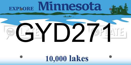 GYD271 Minnesota License Plate