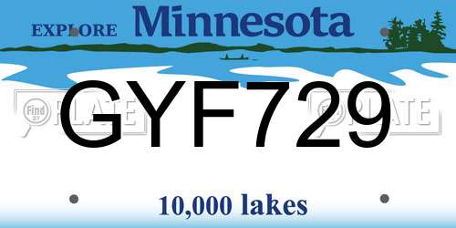 GYF729 Minnesota License Plate