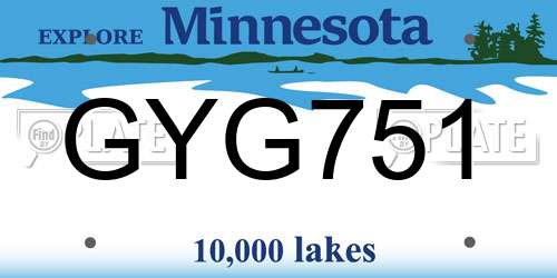 GYG751 Minnesota License Plate