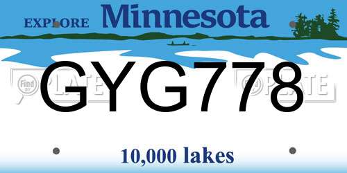 GYG778 Minnesota License Plate