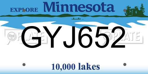 GYJ652 Minnesota License Plate