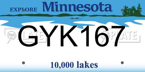 GYK167 Minnesota License Plate