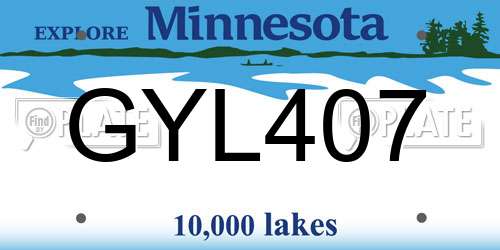 GYL407 Minnesota License Plate