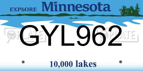 GYL962 Minnesota License Plate
