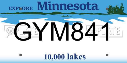 GYM841 Minnesota License Plate