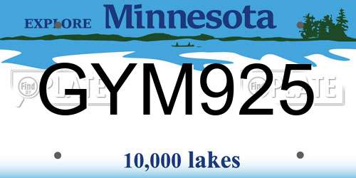 GYM925 Minnesota License Plate