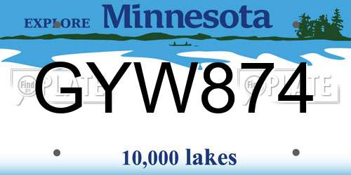 GYW874 Minnesota License Plate