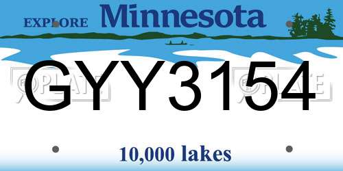 GYY3154 Minnesota License Plate