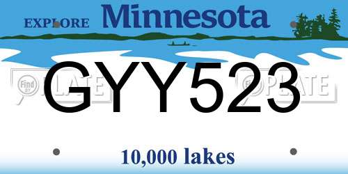 GYY523 Minnesota License Plate