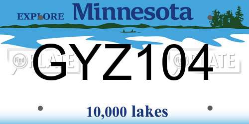 GYZ104 Minnesota License Plate